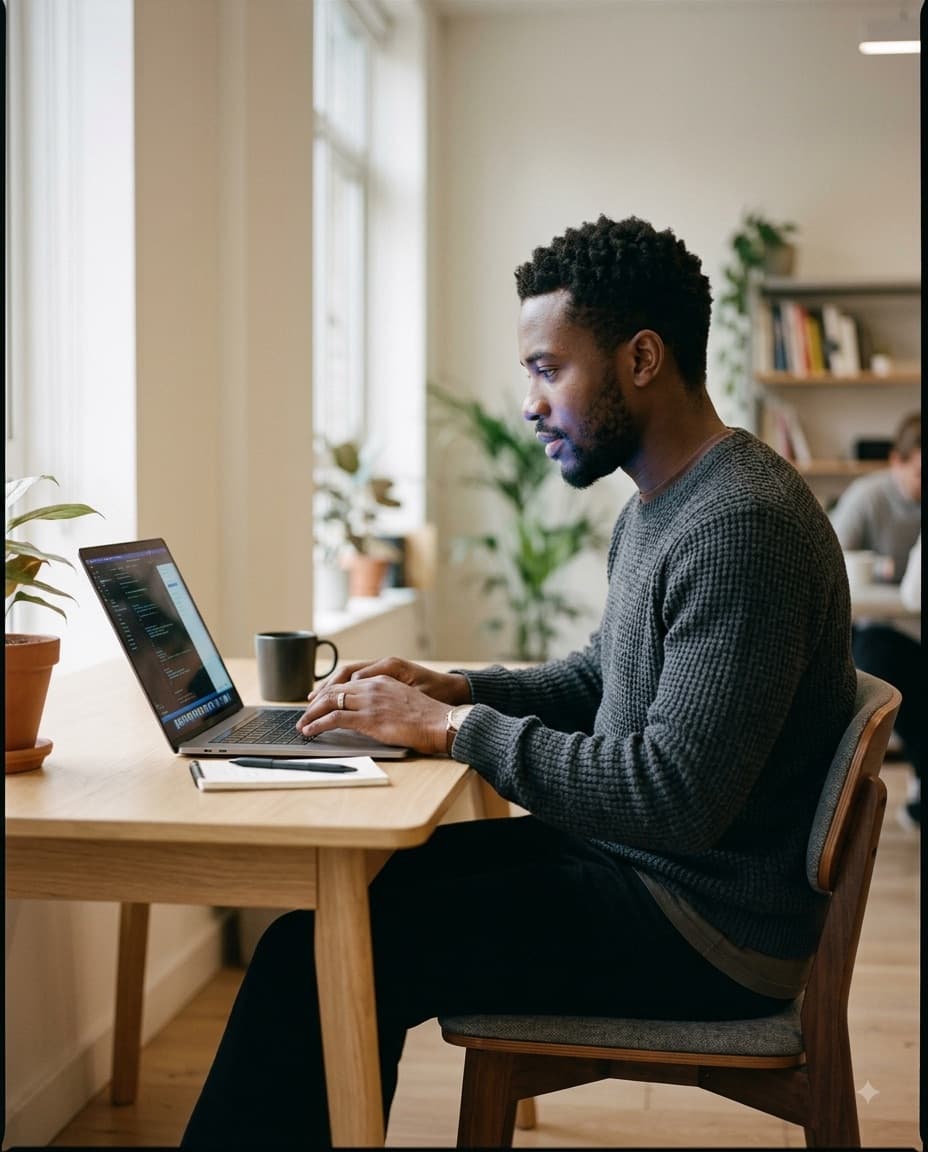 Apprenant XAM XAM concentré devant son ordinateur